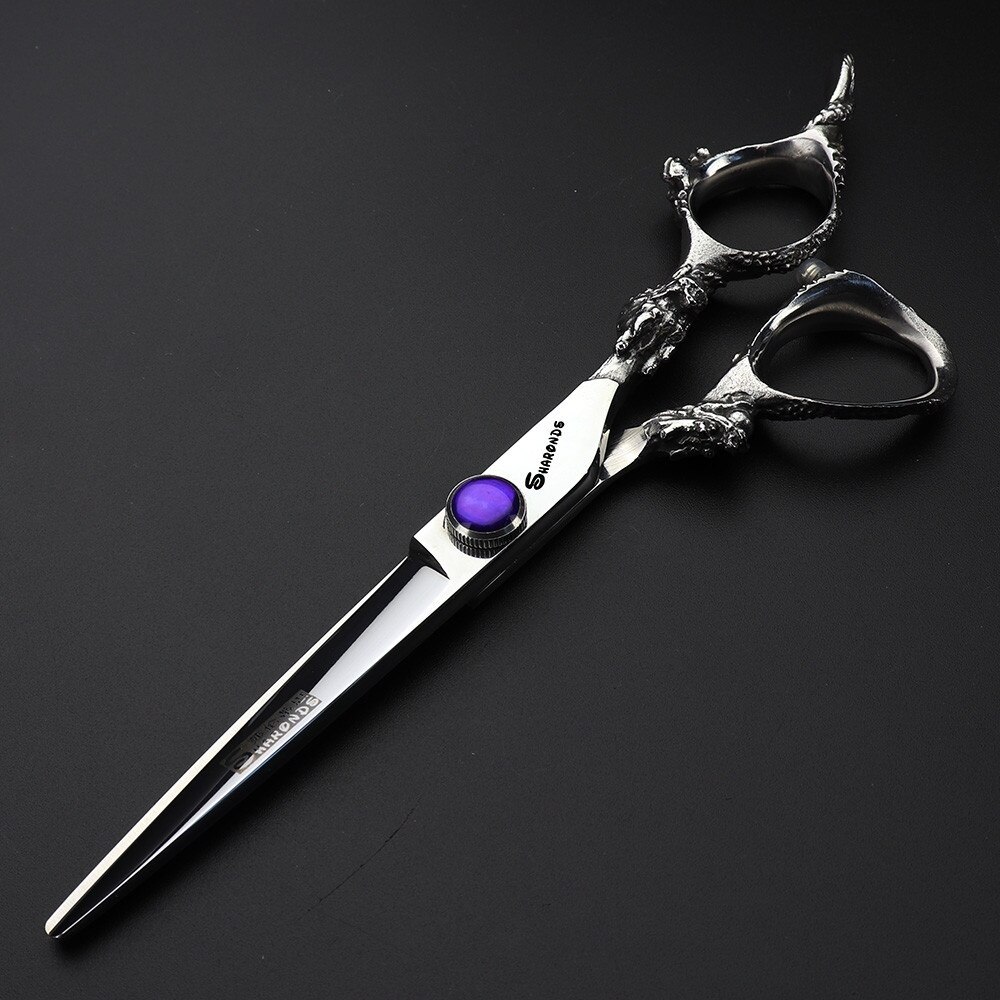 Silver dragon barbershop hairdressing scissors hair sapphire steel cutting thinning shear kit tesoura