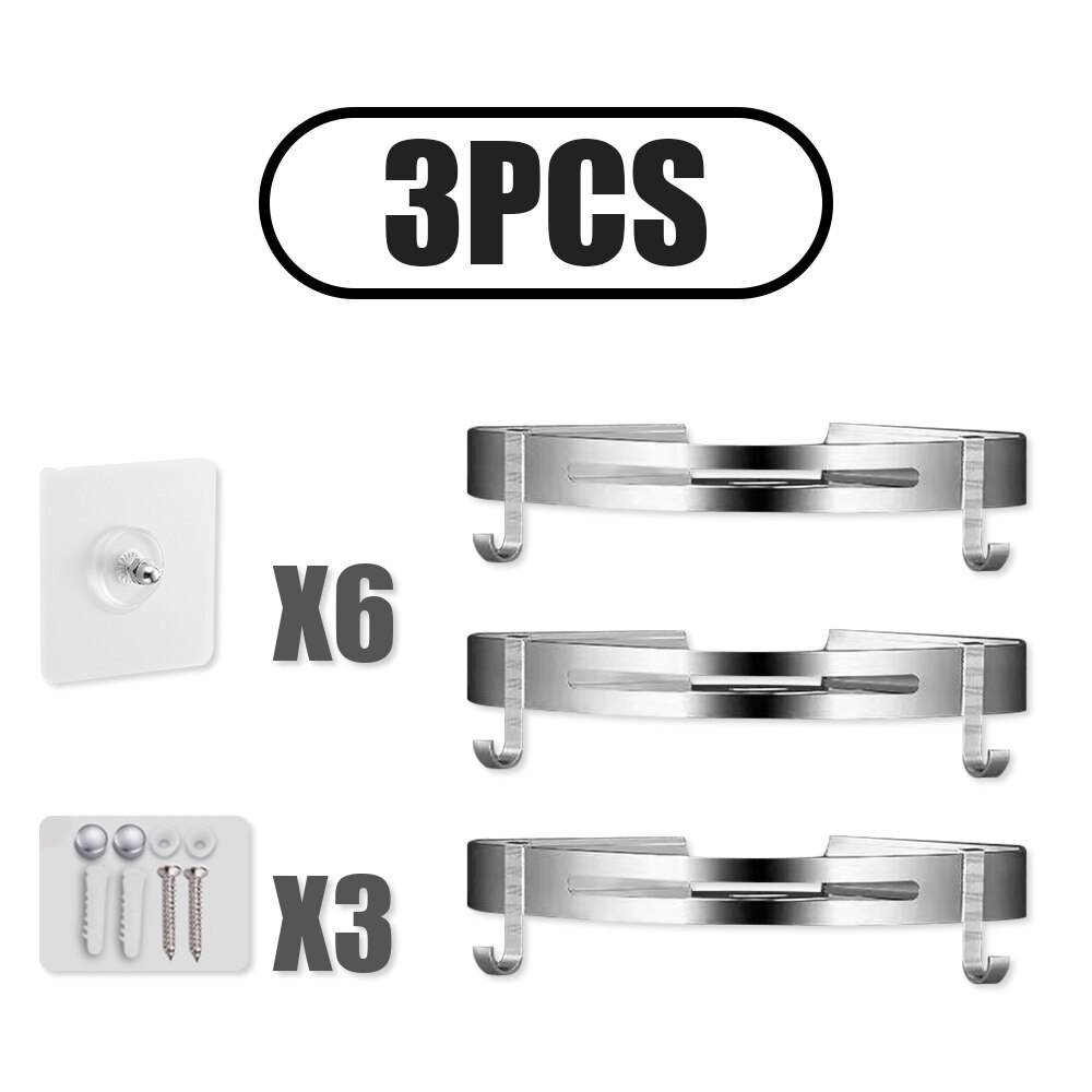Bathroom Shelf Shower Storage Rack Wall Triangle Storage Standing Shelves Shampoo Holder No Drill Punching Bathroom Accessories: Sliver-A 3 PCS