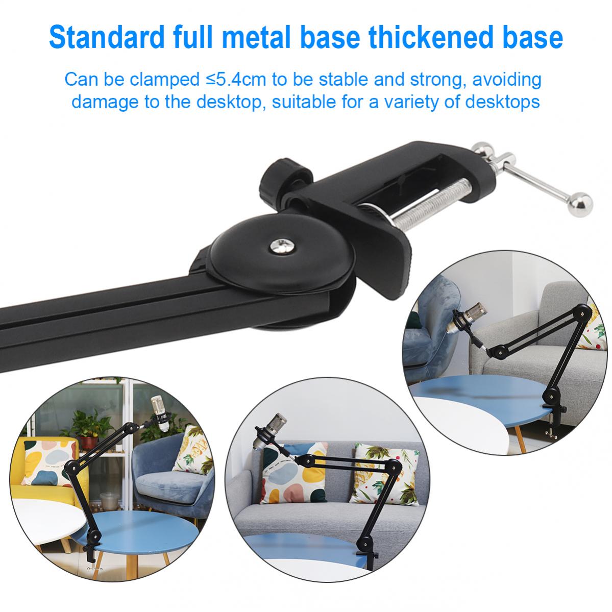 Microphone Boom Arm Stand Heavy Duty Cantilever Bracket Tripod Adjustable Suspension Scissor Spring Built-in Mic Stand for Live