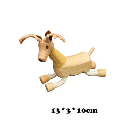 Children Cartoon Wild wooden Animal Models Toy/Wooden Zoo Characters Lion Elephant Tiger Hippo Crocodile Panda Birthday: elk