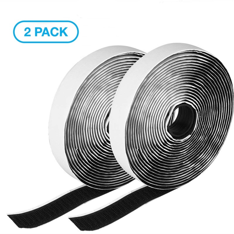 2 Rolls Black Klittenband Zelfklevende Sluiting Sterke Strip Magic Tape Klittenband Nylon Sticker Plakband Kabel Gadget