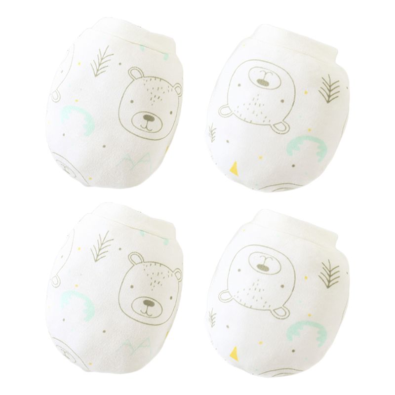 2 Pair Baby Soft Cotton Cartoon Pattern guanti antigraffio protezione neonato guanti antigraffio forniture per paramani per neonati: 7