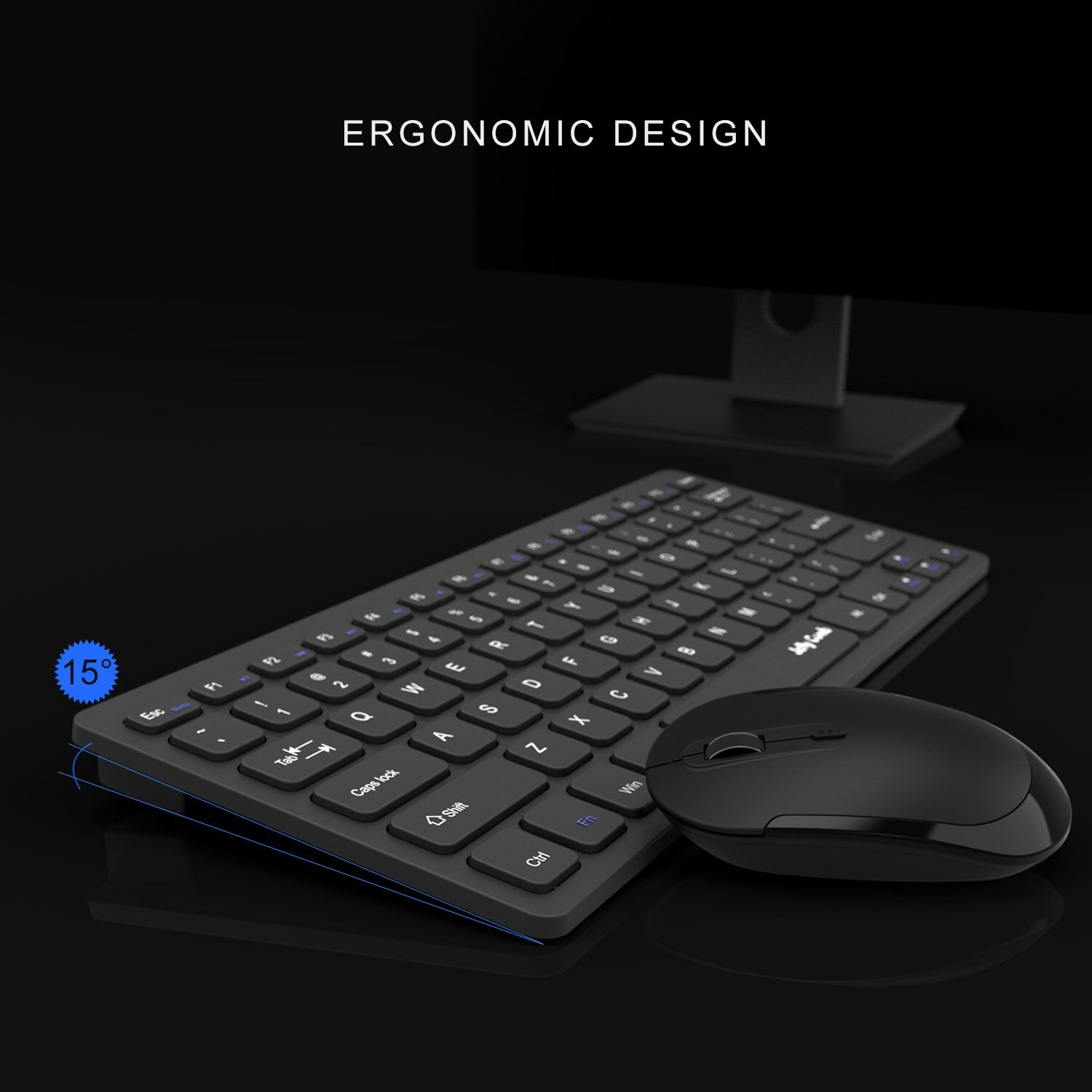 Jelly Comb 2.4G Wireless Keyboard and Mouse Slim Compact Quiet Small Keyboard and Mouse Combo for Windows Laptop PC Notebook