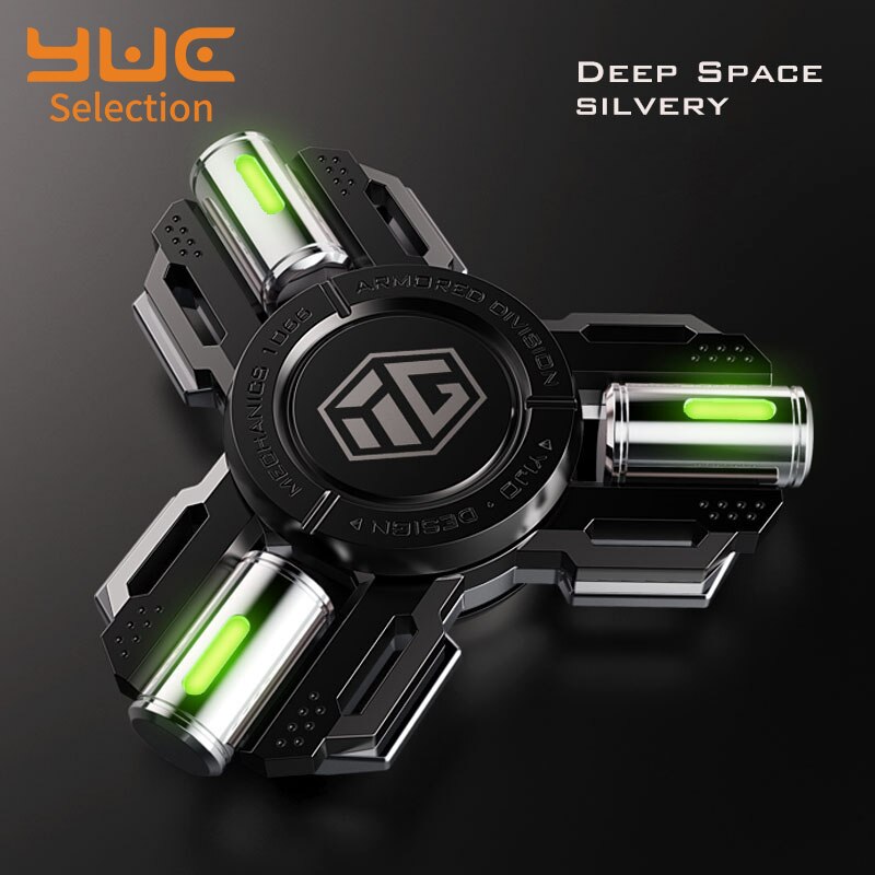 YUC LED Finger Spinner Light Hand Toys giocattoli antistress per adulti silenzioso R188 cuscinetto All Metal Fidget Spinner Glow giocattoli per ufficio: Sliver