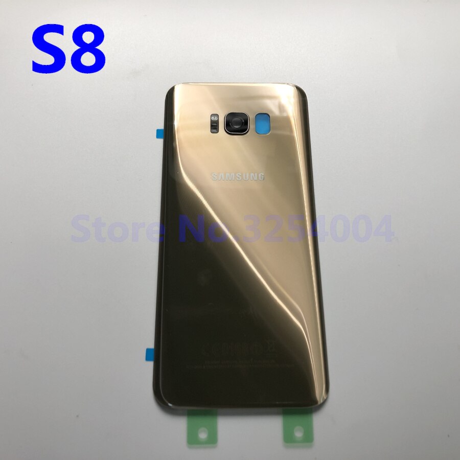 Rear Battery Door Case For Samsung Galaxy S8 G950 S8 + G955 S8 Plus Back Glass Housing Cover + Adhesive +Camera Glass Lens Frame: S8 Gold