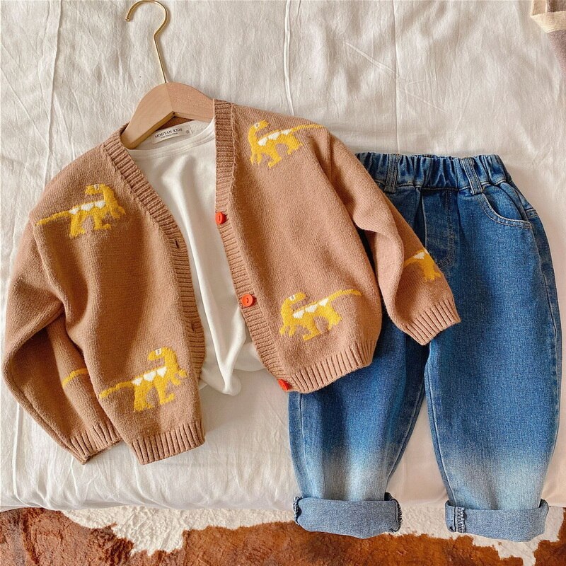Jean de Style coréen pour garçons et filles, taille élastique, ample, pantalon en Denim, couleur dégradée, vêtements pour enfants, automne , E2800