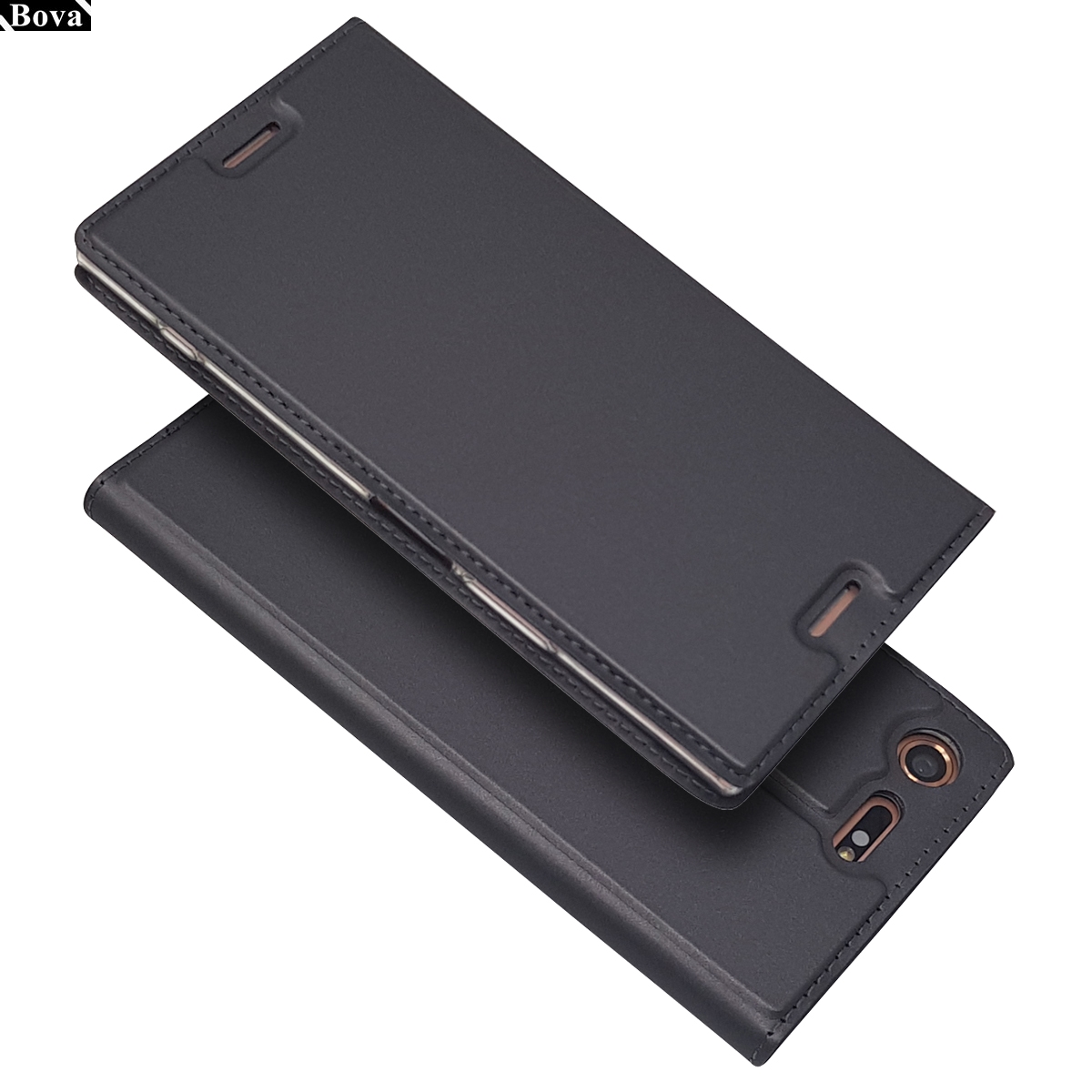 Lommebokveske til sony xperia xz premium flip cover telefon etui magnetisk adsorpsjon super tynn matt touch: Grå