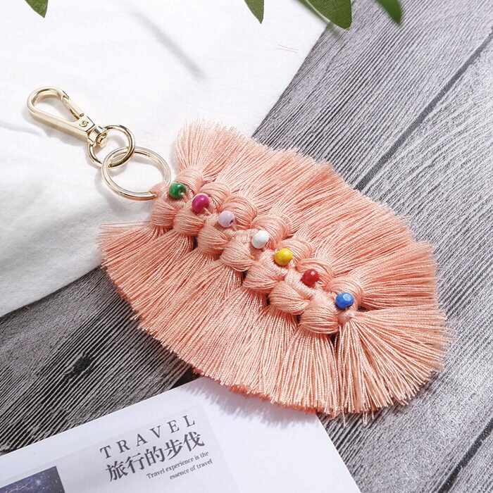 1PC Style Bohemia Leaf Tassel Fringed DIY Jewelry Garments Bag Decorative Accessories Key Chain Pendant Craft Cotton Tassels: 15