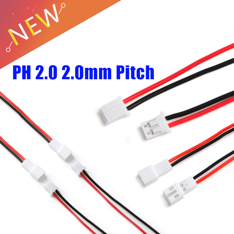 20CM JST PH 2,0 2,0mm Tonhöhe 2 Stift Männlich Weiblich Kabel Stecker Mikro JST PH-2 P Stecker Jack Buchse Endgeräte Draht Kabel Anschlüsse