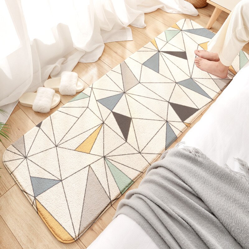 Bedside Rugs Lambswool Bedroom Carpet for Home Decoration Floor Mat Plush Foot Mats Long Doormat: 40x120cm / B