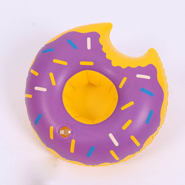 Mini Drijvende Bekerhouder Zwembad Water Speelgoed Party Drank Boten Baby Zwembad Speelgoed Opblaasbare Flamingo Drink Houders: Purple donut