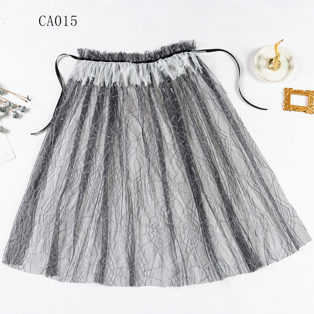 Kids Children Sheer Spider Web Cape Kids Halloween Party Role Play Spiderweb Dress Up Cloak Witch Costume Hat: Gold