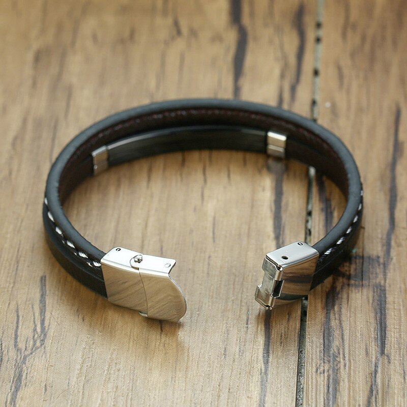 ZORCVENS Multi Layer Lederen Armbanden voor Mannen Vrouwen 316L Rvs Armbanden Cool Mannen Sieraden