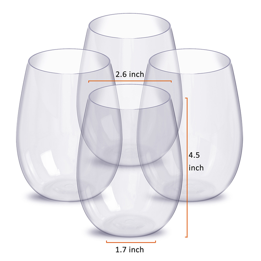 4 pçs vinho plástico inquebrável inquebrável reutilizável transparente copo de cerveja copo copo copo copos para chá leite café suco de frutas