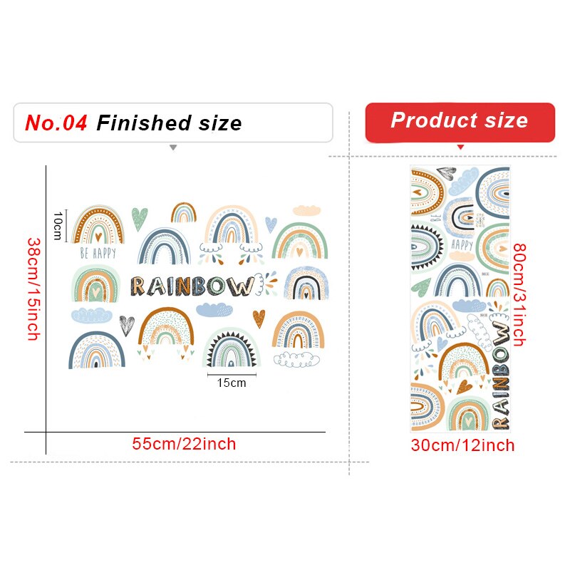 Adesivi murali arcobaleno fai-da-te per soggiorno decorazioni murali telecamera da letto adesivi murali in PVC rimovibili decorazioni per la casa camerette sfondi: no.04
