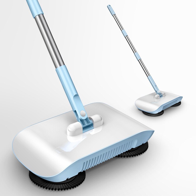 UNTIOR Hand Push Mop Sweeper All-in-one Mop Sweeper Magic Broom Dustpan Stainless Steel Sweeping Machine House Cleaning Tools: Blue