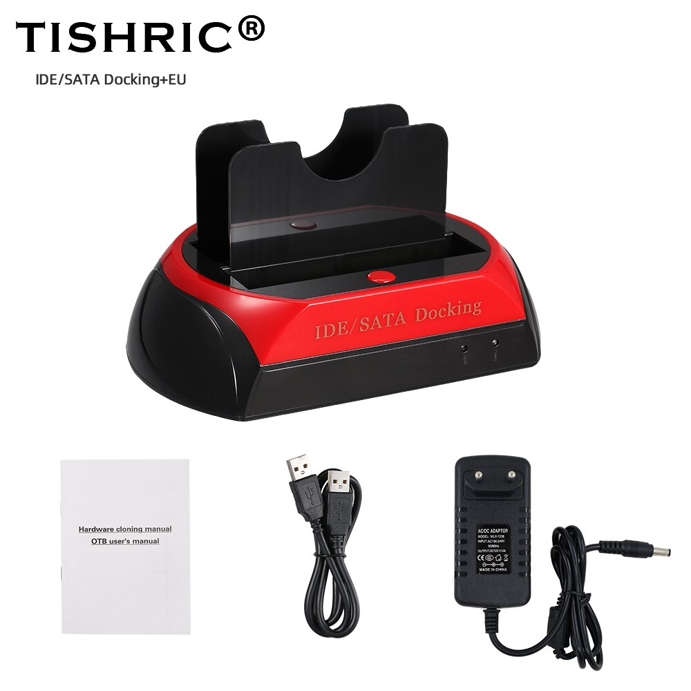 TISHRIC-estación de acoplamiento de HDD todo en 1, doble USB 2,0, 2,5 &quot;, 3,5&quot;, IDE SATA, caja de disco duro, lector de tarjetas, 3TB: EU Plug No SD Slot