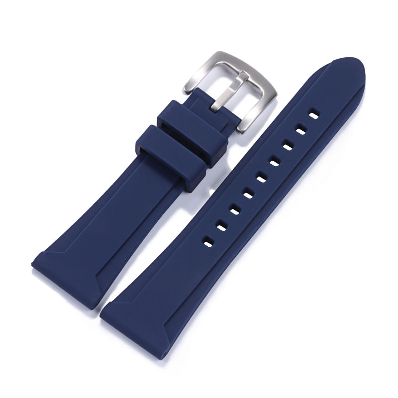 Weiches Silikonkautschuk-Uhrenarmband, 22 mm, 24 mm, 26 mm, für Herren und Damen, Sport, wasserdicht, atmungsaktiv, Ersatzarmband, Gürtel: Grün Blau / 26mm