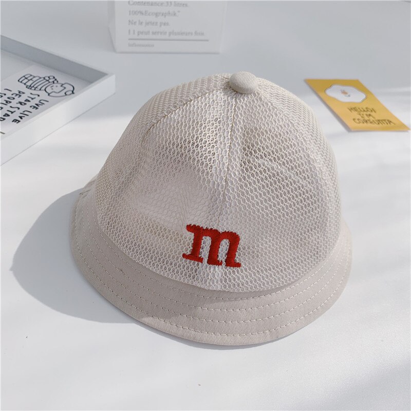 Gorros de algodón para bebés de 1 a 3 años de edad, sombrero de bebé de malla de verano, sombreros para el sol para niña, gorros transpirables para niños: beige