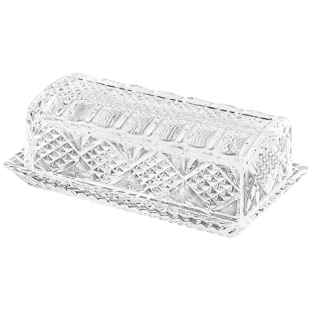 1Pc Relief Patroon Boter Voedsel Container Glas Boter Keeper Tray Met Deksel