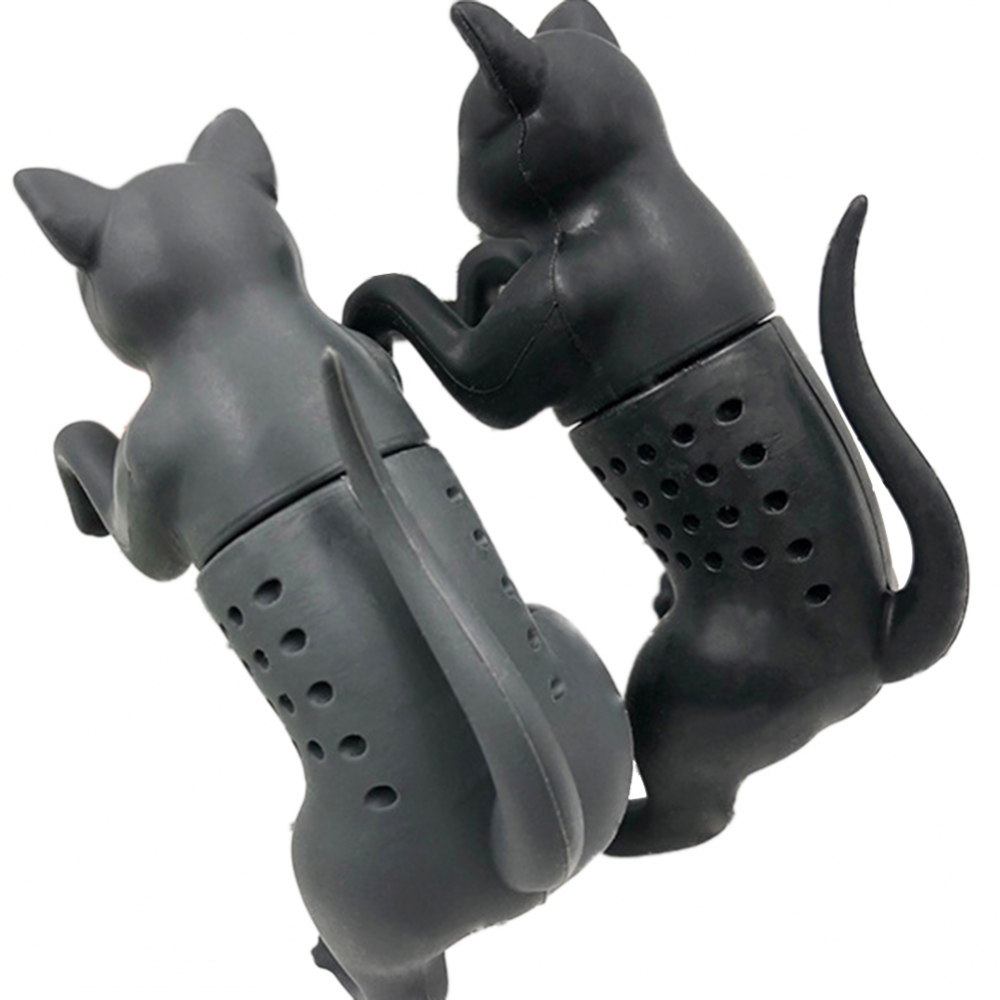 Black Grey Pet Cat Tea Infuser Food Grade Silicone Rubber Purrtea Animal Dog Tea Filter Tea Strainer