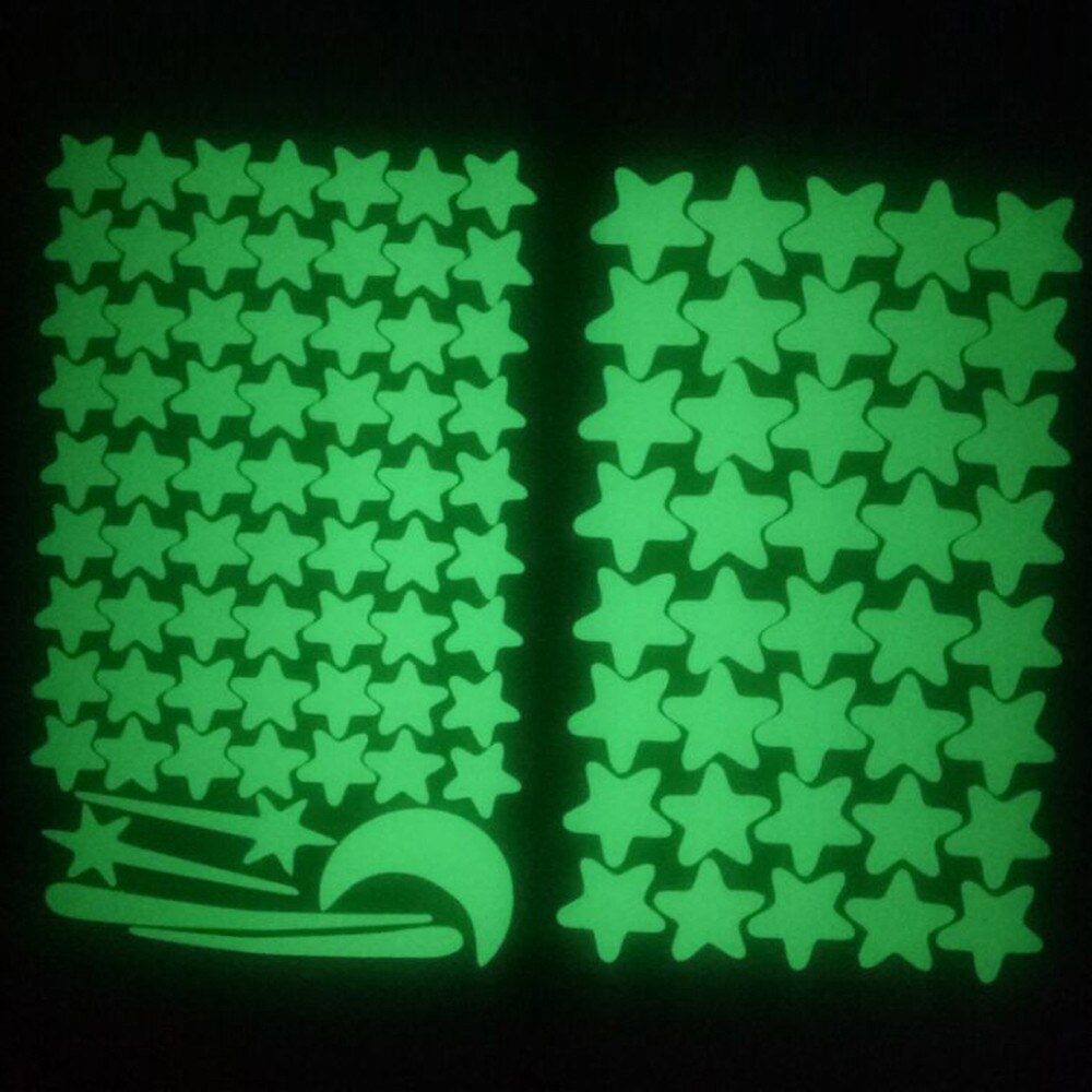25 #100Pcs Glow Stickers Lichtgevende Stickers Glow In The Dark Sterren Sticker Decals Kinderen Kamers Kleurrijke Fluorescent Glow stickers