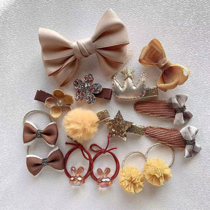 8/15 stuks baby haarspeldjes strikken kroon elastische haarbanden kinderen rubberen band kinderen haarspeld haarspeldjes baby meisjes haaraccessoires: 15 stuks geel