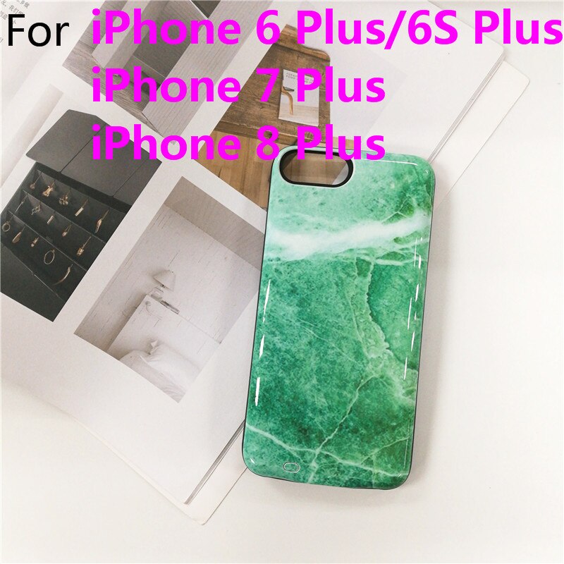 Coque de chargeur de batterie pour iPhone 7 8 6 6S Plus, étui de charge pour iPhone SE , banque d&#39;alimentation Portable mince, pierre de marbre multicolore: I7P-Green