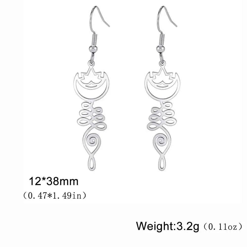 Skyrim Unalome Pendientes colgantes de flor de loto de acero inoxidable, colgante de budismo de Yoga, pendiente de gota, joyería espiritual, para mujeres: Verde oscuro