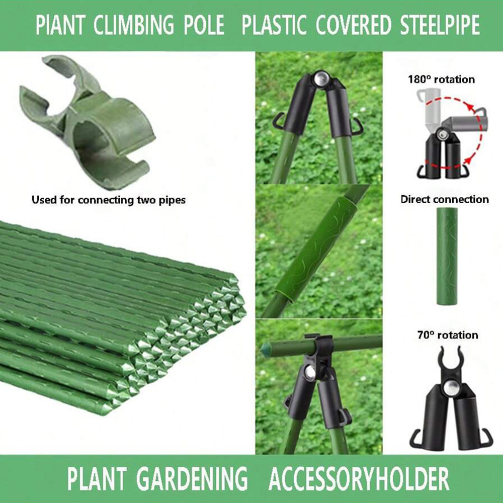 20 stuks tuin kunststof gecoate metalen plant klimpaal ondersteuningsframe, klimpaal aangesloten op de beugel bevestigingsklem Accesso