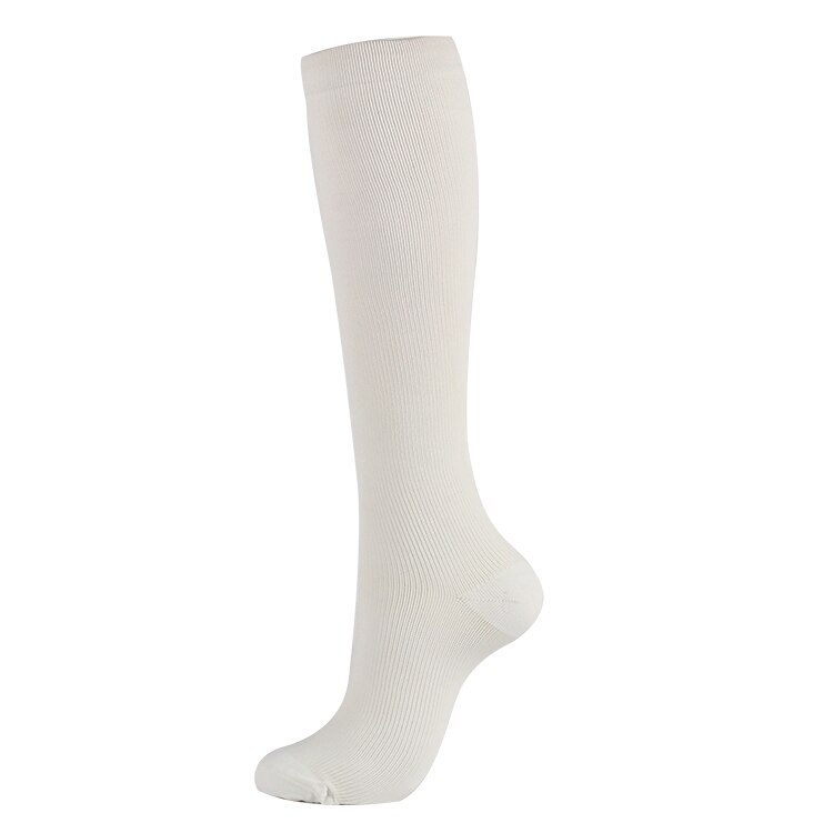1 par anti trætheds unisex kompressionsstøtte flyrejse anti-træthed knæhøje strømper stribe strømpe (15-20 mmhg): Hvid / L xl