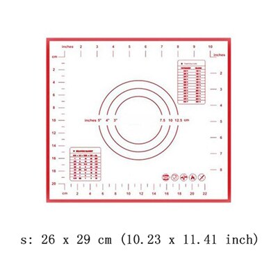 Silikon bakmatta 60*40cm non stick kakabakmatta med mätning pizza fondant rullande deg bakeware tillbehör mycket: S