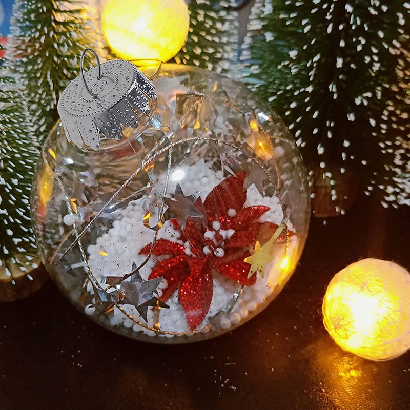 20 PCS DIY Clear Plastic Fillable Ornament Christmas Balls with Removable Silver Metal Cap for Christmas Trees: 10cm