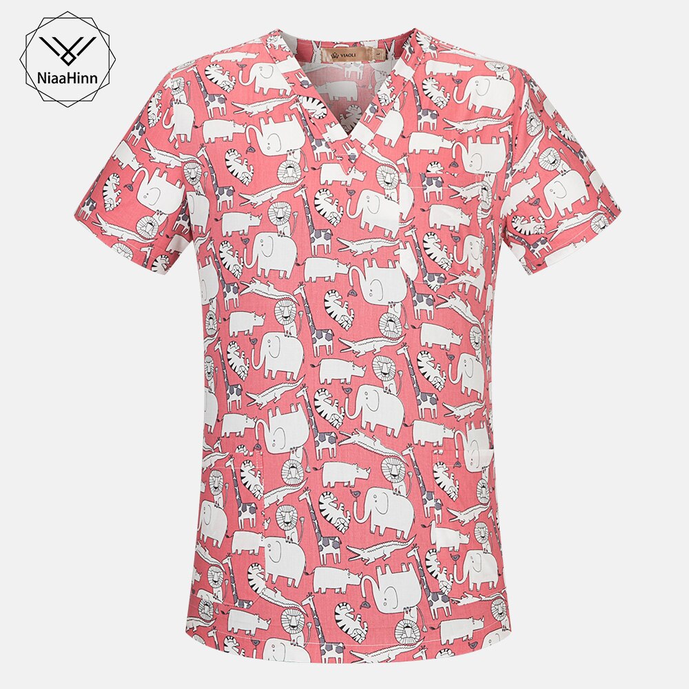 sommer Casual Frauen Pflege Scrubs Tops T Shirt Tasche Kurzarm V-ausschnitt Frauen Scrubs Krankenschwester Uniform Tops Frauen Kleidung: 62002 tops / XXL