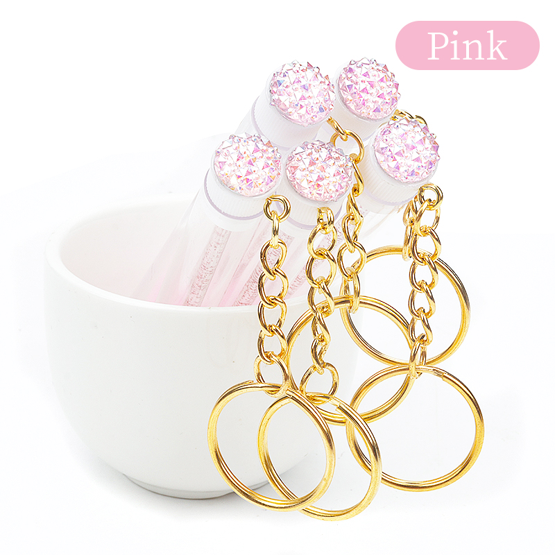 20/50/100 Stuks Buis Lash Borstel Met Gouden Sleutelhanger Strass Mascara Wand Applicator Microbrush Voor Wimperverlenging wenkbrauw Kam: Beige / Raccoon