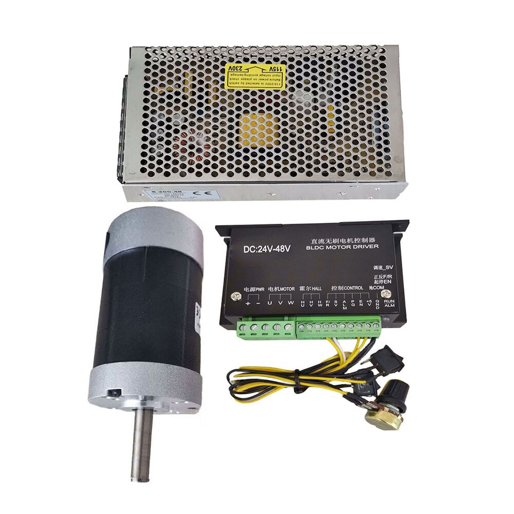 200W/0.2KW/Optische As Borstelloze Dc Spindel Motor + 55Mm Klem Withscrews + 48VDC Stappenmotor driver + 48VDC4.2A Voeding