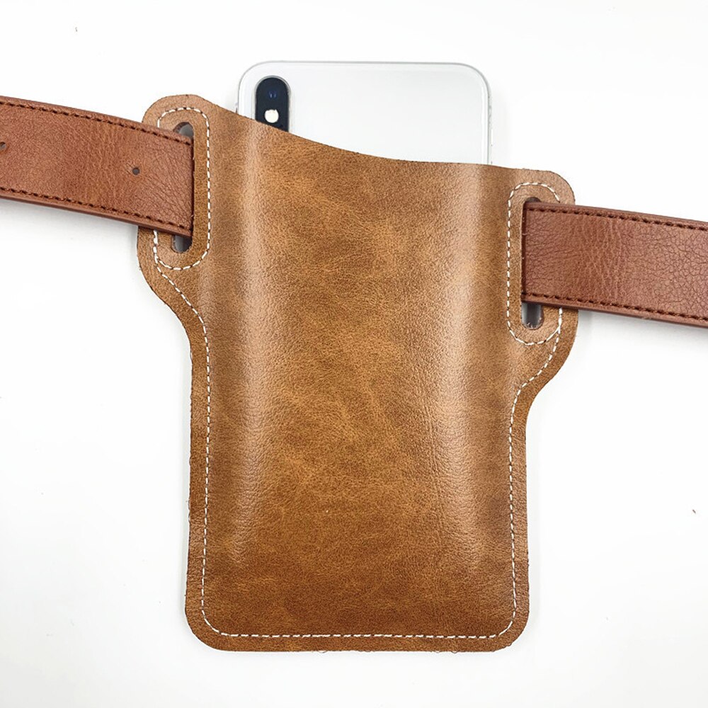 Retro Artificial Leather Mobile Phone Carrier Belt Pouch Men Waterproof Cellphone Loop Holster Protection Case Waist Bag Wallet