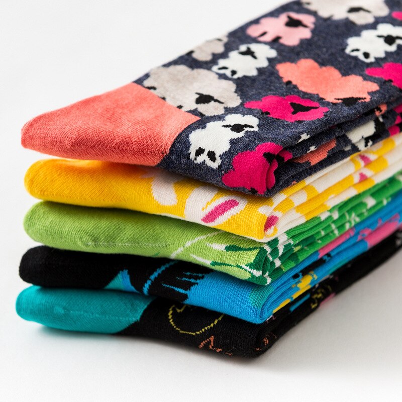 Eksplosjon sokker sau blader eggeskall kanin blader fjær primitiv ape ape lyn abstrakt Doodle bomullssokk jente