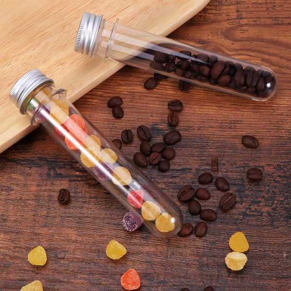 Tubo de ensayo de plástico de 40Ml con tapa de rosca de botella, tapón de aluminio, tubo de embalaje, 25 uds.