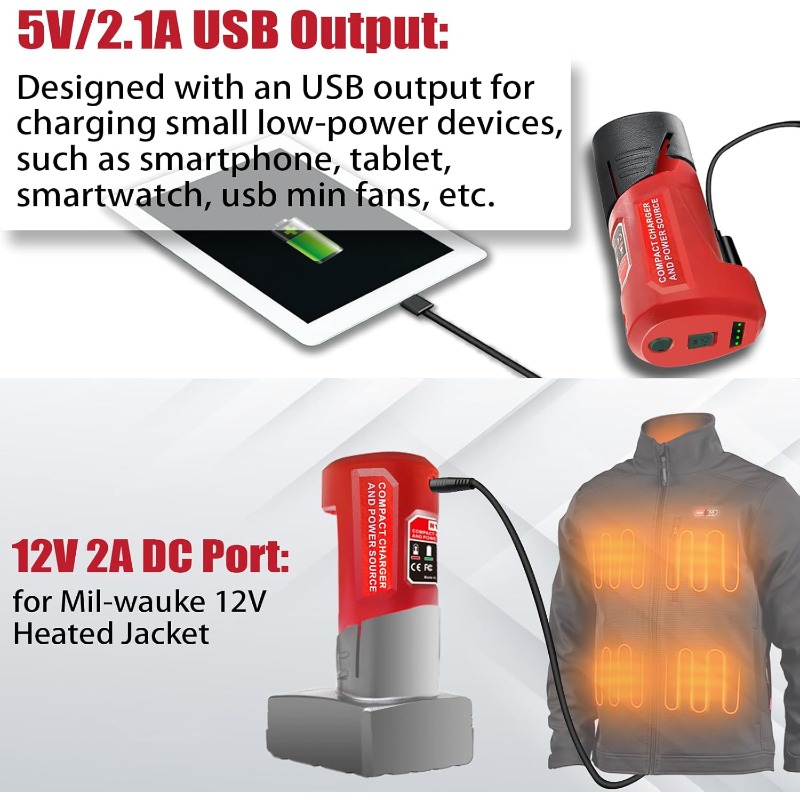 N-12 Oplader Converter Usb Power Oplaadadapter Voor Milwaukee 48-59-1201 M-12 Li-Ion Batterij Adapter Mobiele Telefoon Power Sup