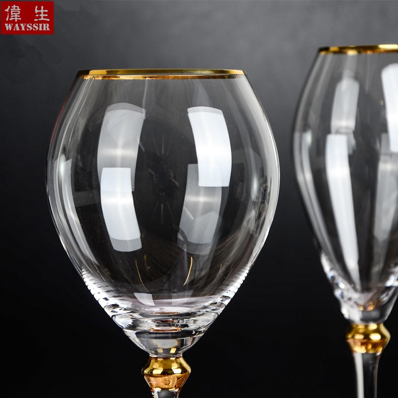 Palatsstil champagne kristallglas kopp bröllop rostningsfest guld linje ädelvin kopp dekoration cocktail dricka