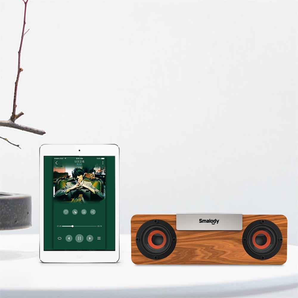 Smalody drahtlose bluetooth lautsprecher Holz TV Soundbar Stereo Bass lautsprecher Schreibtisch PC Computer boombox USB FM Radio Klang Kasten
