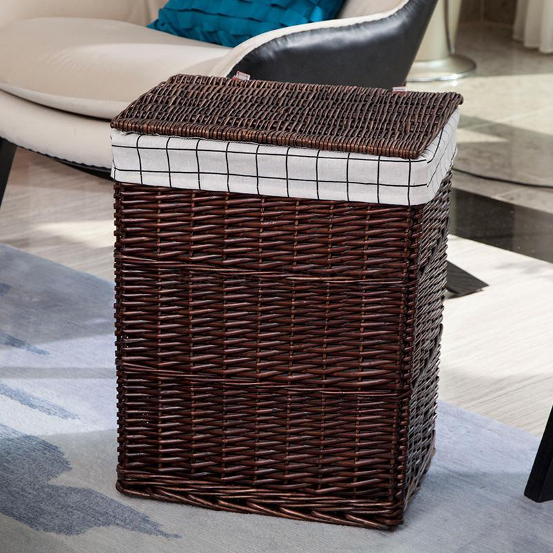 Förvaringskorg för smutskläder rottingkorg extra stor tvättkorgskorg med lock pottbutik klädförvaringskorg: 45 x 35 x 57cm 5