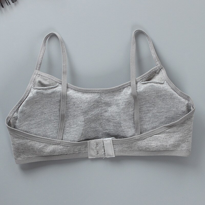 8-16 Years Cotton Girl&#39;s Training Bra Puberty Schoolgirl Detachable Chest Pad Sports Bras Girl Underwear Tube Top Daily Fitness: Gray