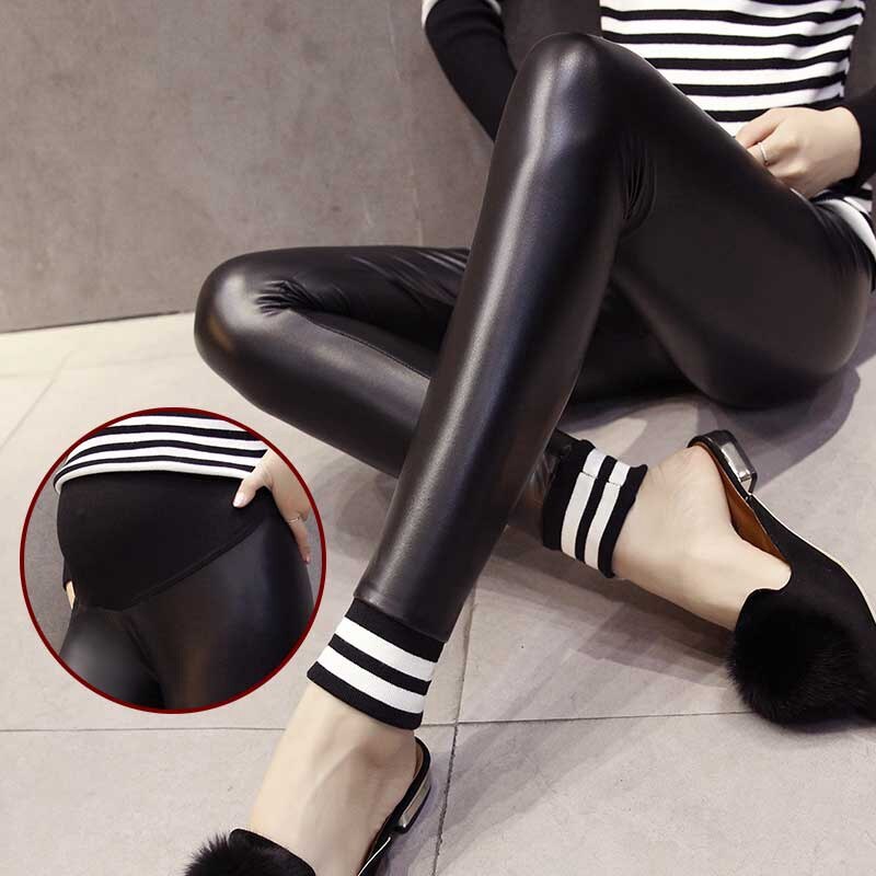 spring base maternity pants, not split leather pregnant women leather pants, pregnant women pants