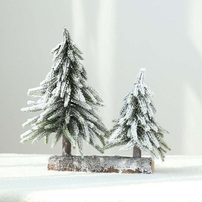 Christmas Tree Burlap Flocking Snow Scene Arrangement Christmas Decorations Desk D0AD