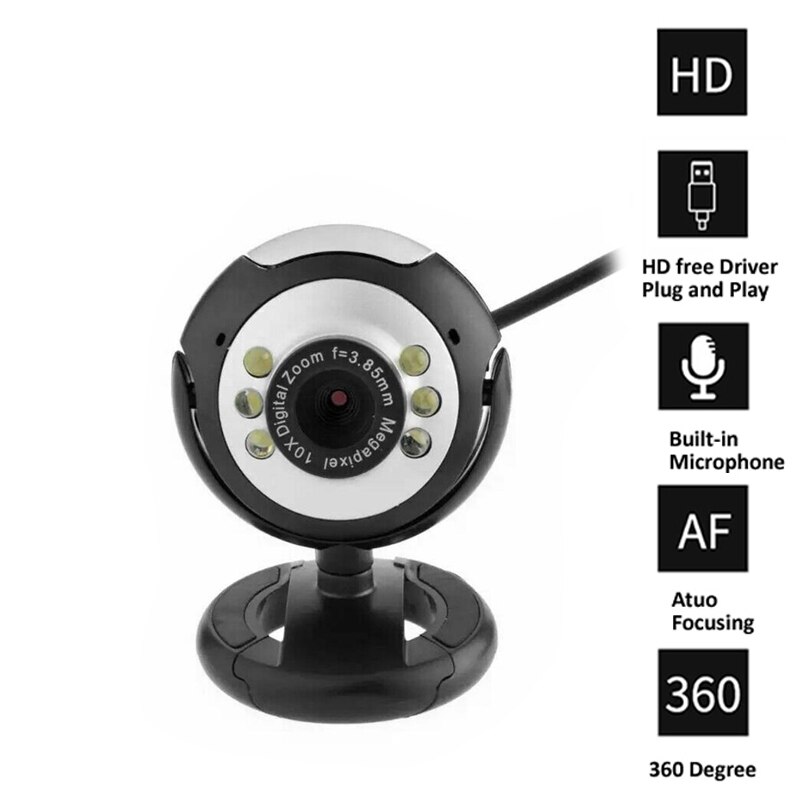 HD USB Webcam 16 megapixel Camera with Mic Night Vision Web Cam For PC Laptop Web Camera PC Webcam Video Calling Computer Cams