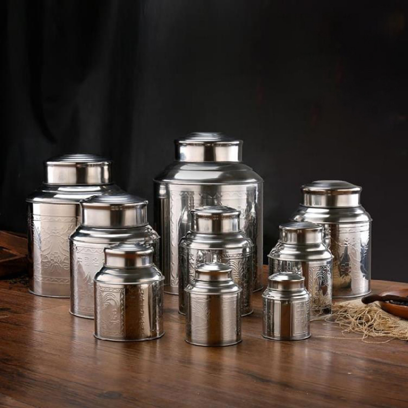 Stainless Steel Tea Box Portable Metal Sealed Tea Canister Household Iron Box Caddy