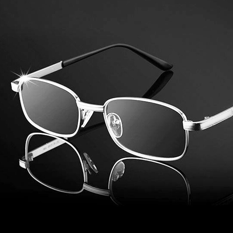 Occhiali da lettura con lenti in vetro uomo donna presbiopia ingrandimento lenti in cristallo trasparente occhiali antigraffio diottrie 150 250 350: +150 / Silver