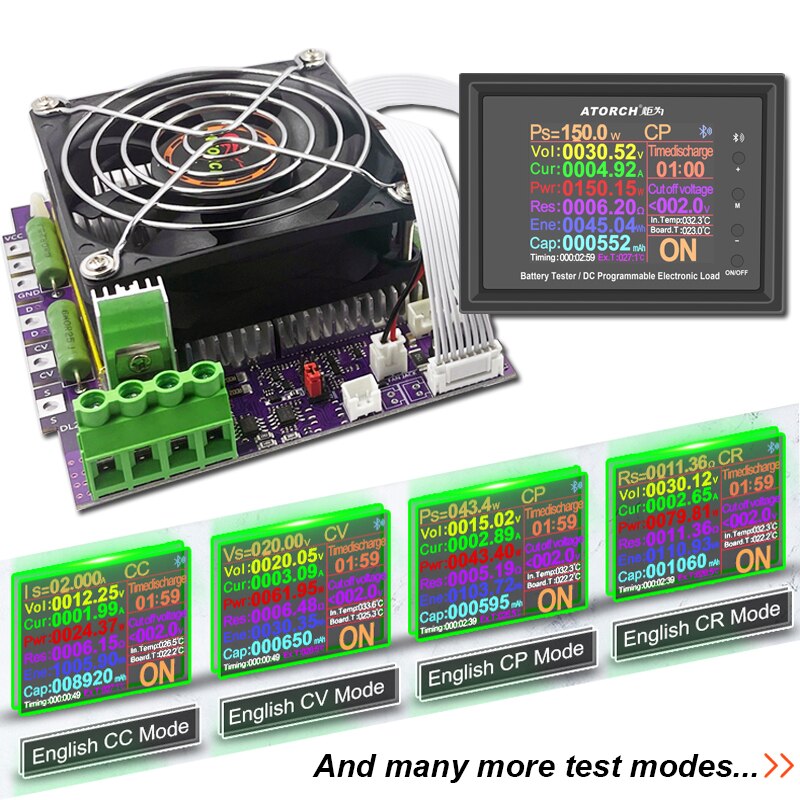 2-200V 150W 23A Intelligente Temperatur Control DC Power USB Tester Elektronische Last Lithium-Batterie Kapazität Entladung meter
